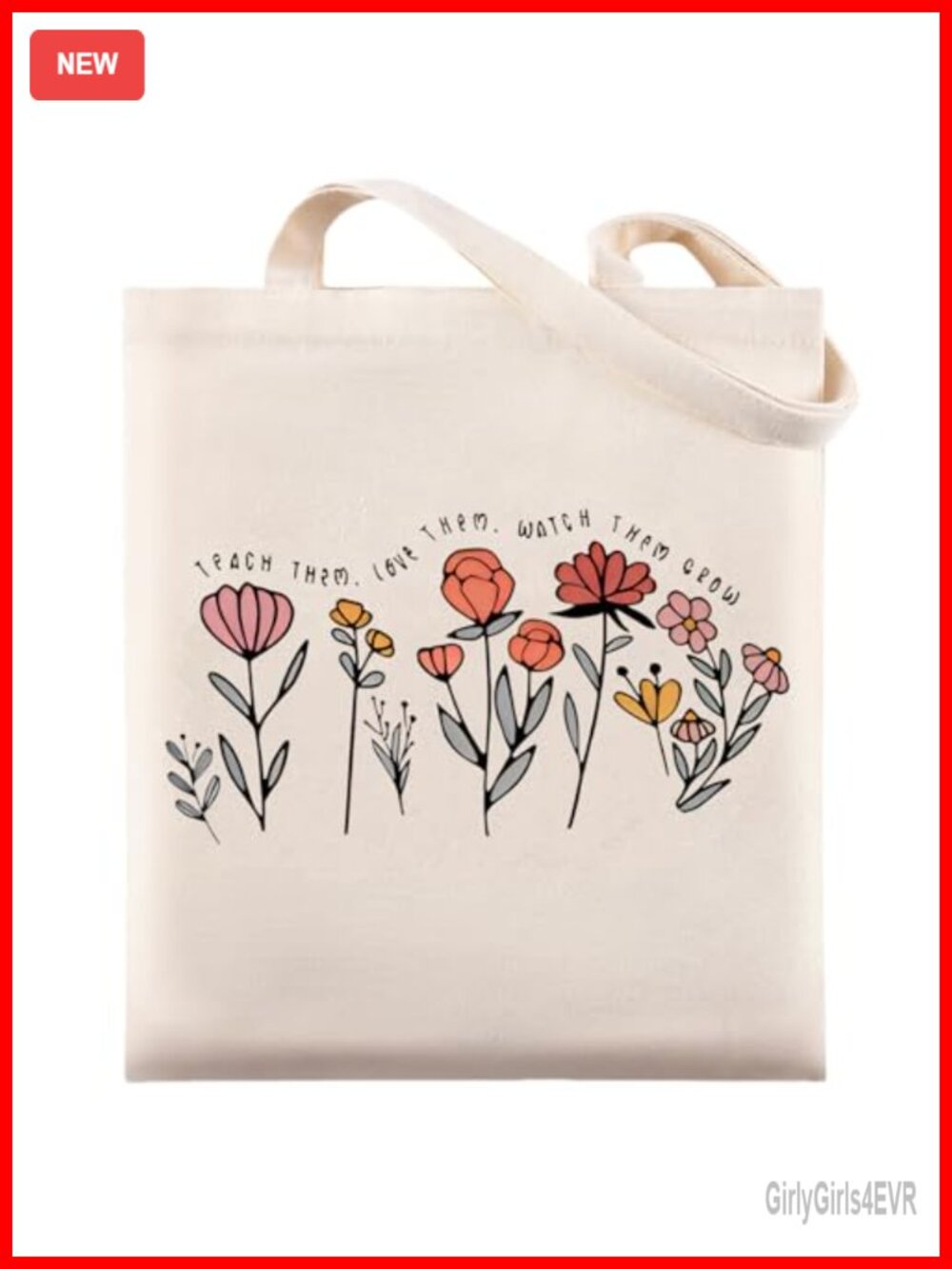 Floral Teacher Appreciation Tote Bag Canvas